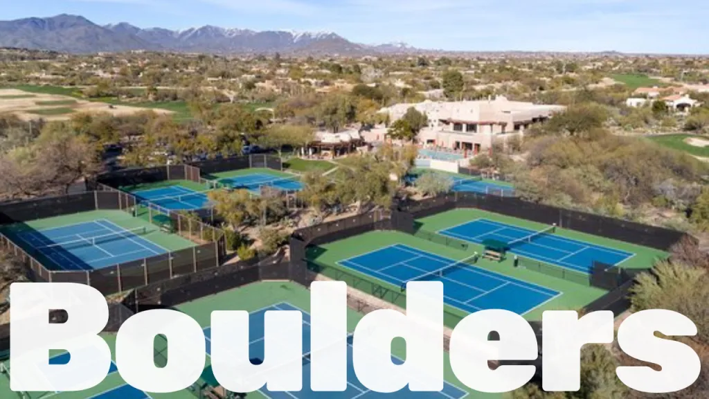 Boulders Resort and Spa tennis courts with Sonoran Desert landscape backdrop