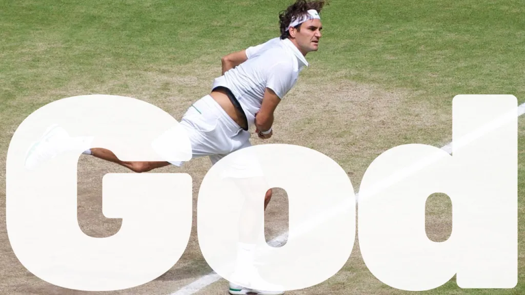 Roger Federer on a grass court at Wimbledon