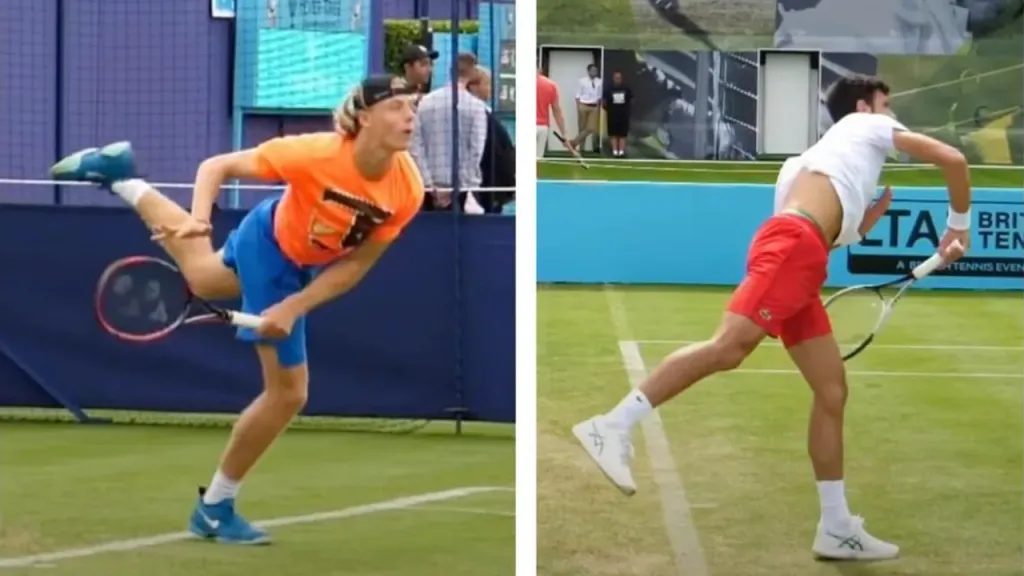 Follow-through phase of the tennis serve